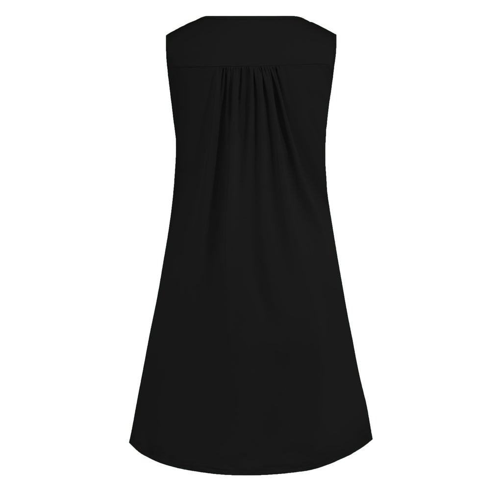 2024 spring and summer pajamas new European and American women's wish Amazon button pleated vest casual sleeveless dress