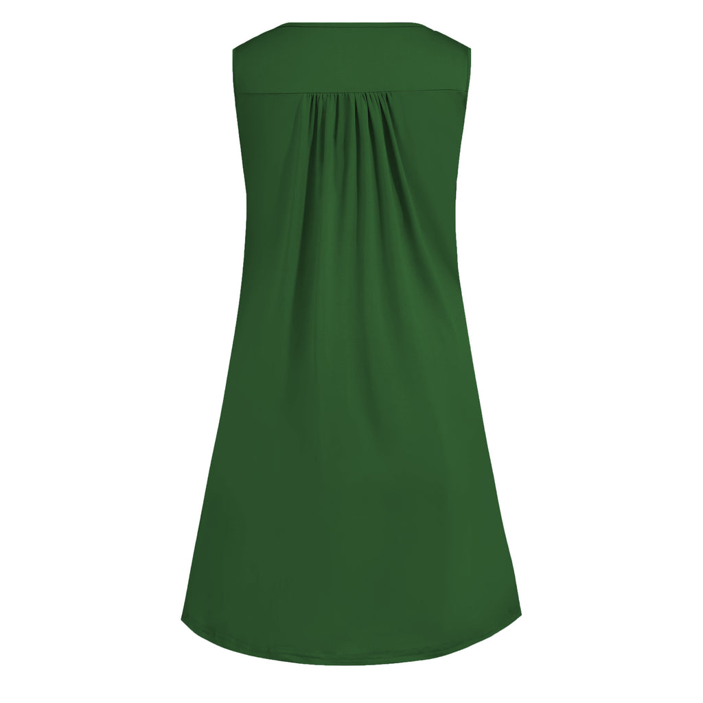 2024 spring and summer pajamas new European and American women's wish Amazon button pleated vest casual sleeveless dress