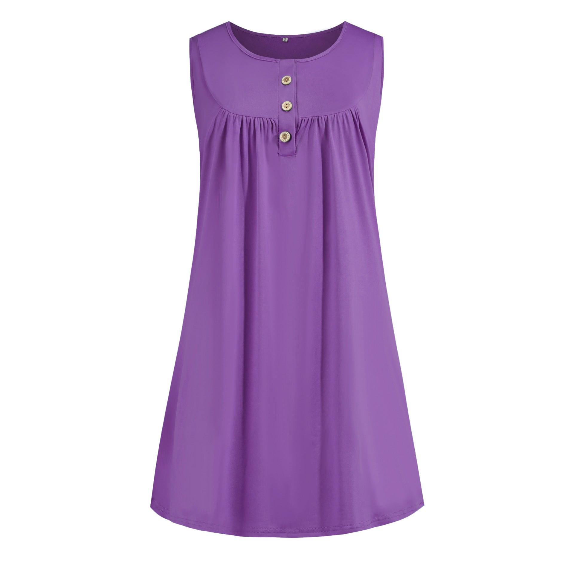 2024 spring and summer pajamas new European and American women's wish Amazon button pleated vest casual sleeveless dress