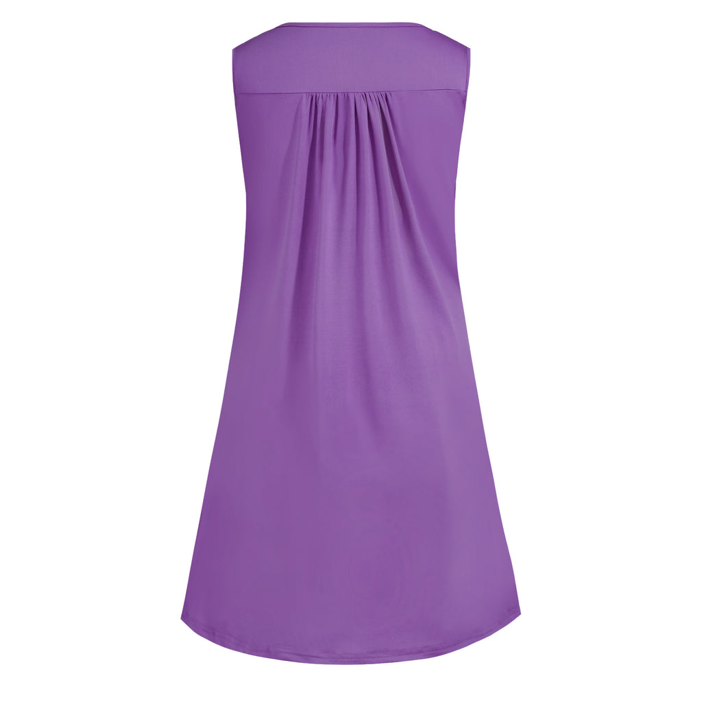 2024 spring and summer pajamas new European and American women's wish Amazon button pleated vest casual sleeveless dress