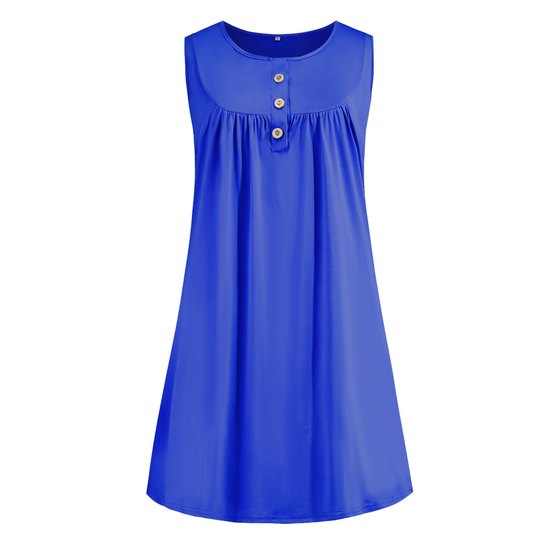 2024 spring and summer pajamas new European and American women's wish Amazon button pleated vest casual sleeveless dress