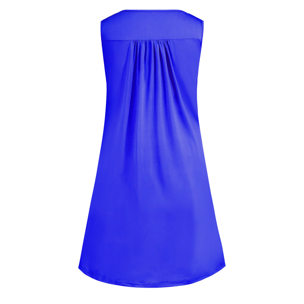 2024 spring and summer pajamas new European and American women's wish Amazon button pleated vest casual sleeveless dress
