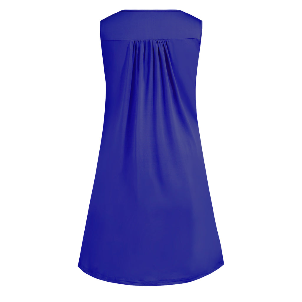 2024 spring and summer pajamas new European and American women's wish Amazon button pleated vest casual sleeveless dress