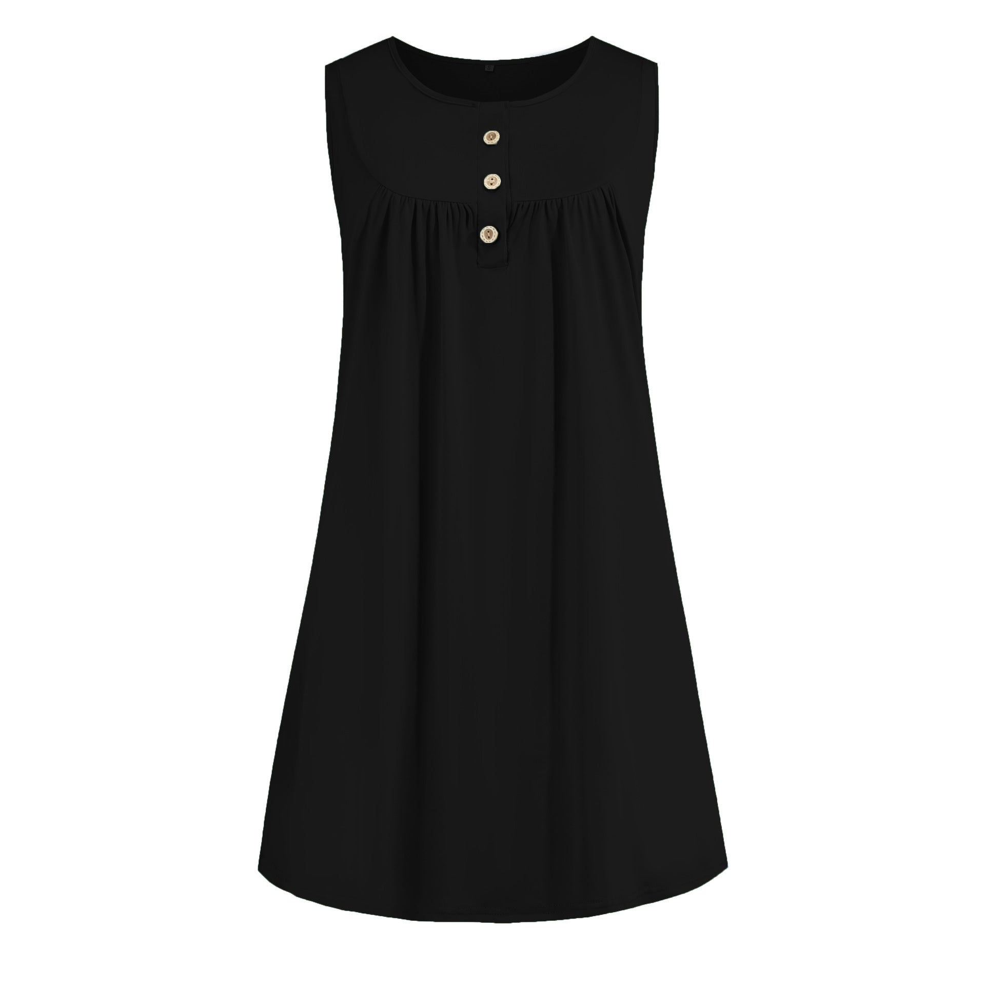 2024 spring and summer pajamas new European and American women's wish Amazon button pleated vest casual sleeveless dress
