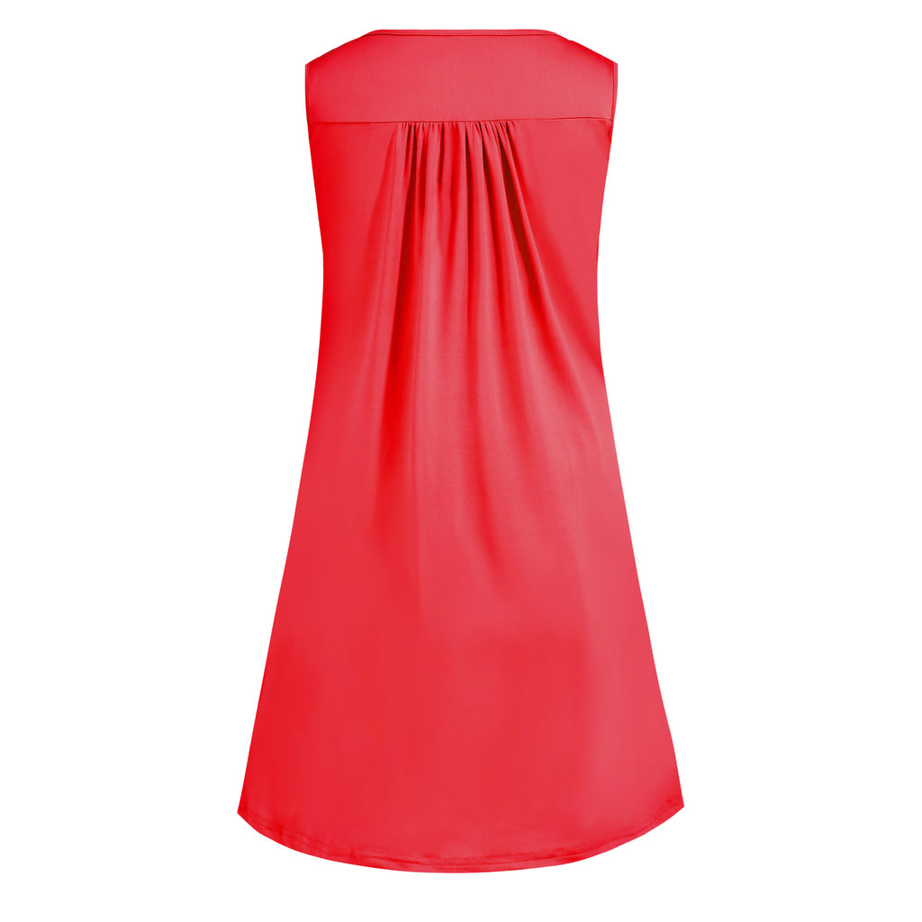 2024 spring and summer pajamas new European and American women's wish Amazon button pleated vest casual sleeveless dress