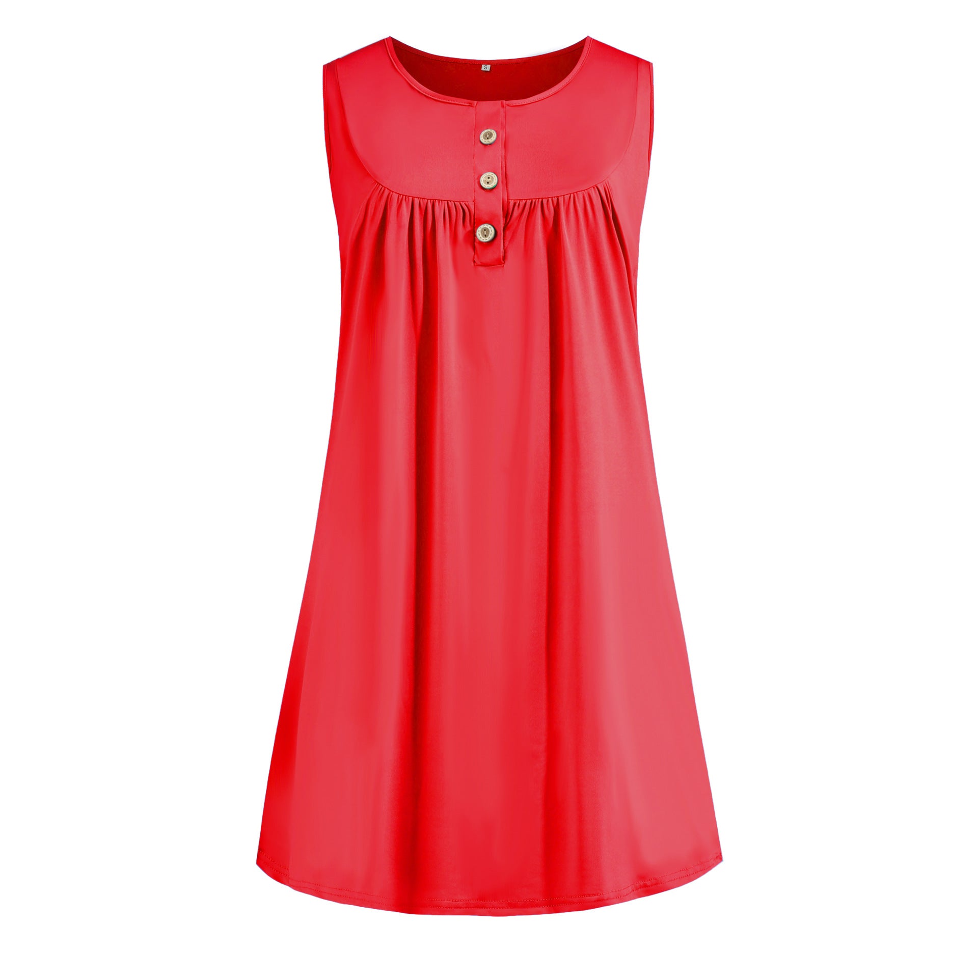 2024 spring and summer pajamas new European and American women's wish Amazon button pleated vest casual sleeveless dress