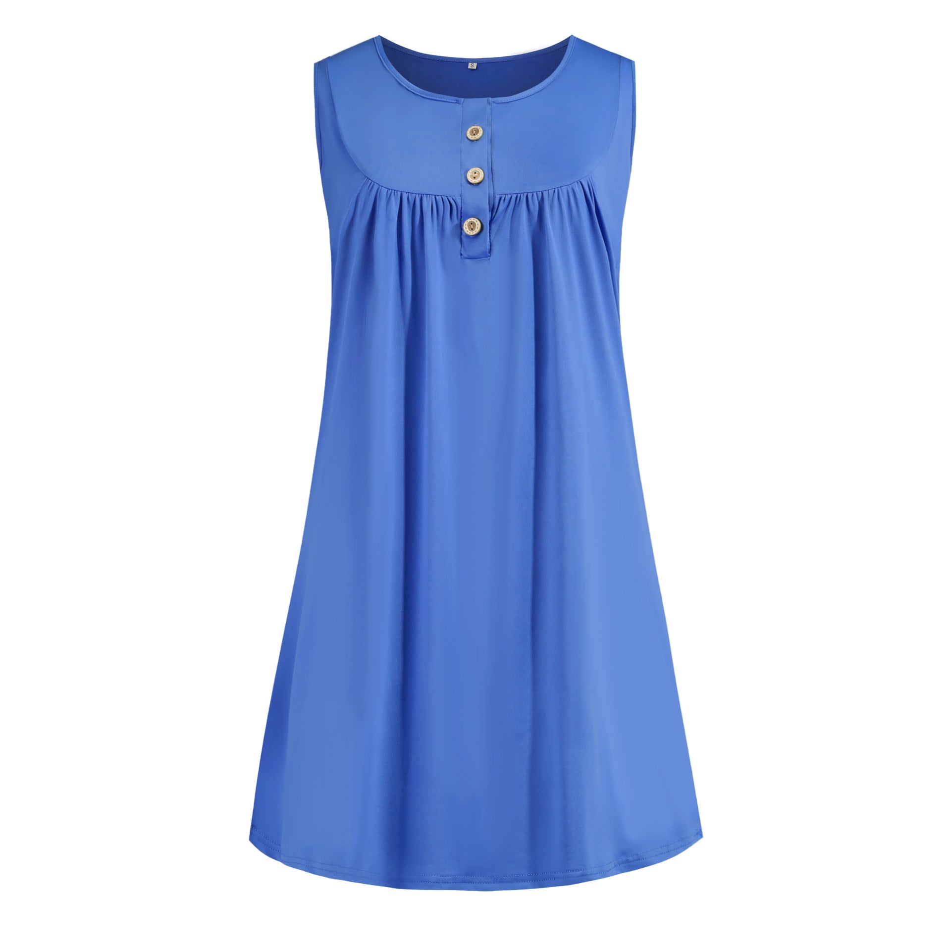 2024 spring and summer pajamas new European and American women's wish Amazon button pleated vest casual sleeveless dress