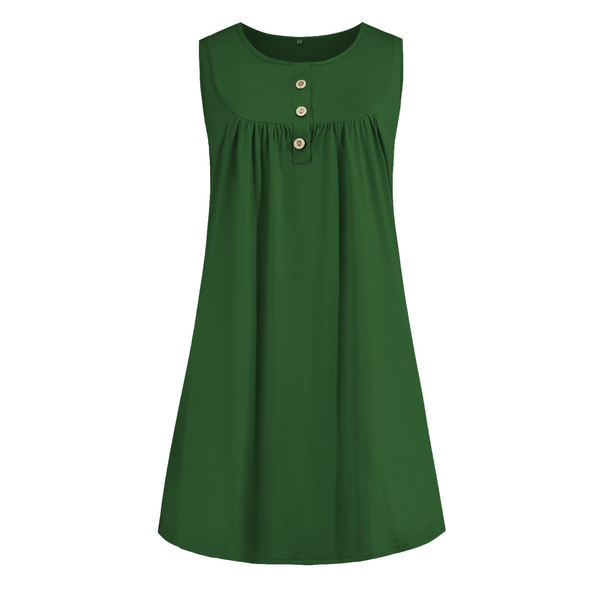 2024 spring and summer pajamas new European and American women's wish Amazon button pleated vest casual sleeveless dress
