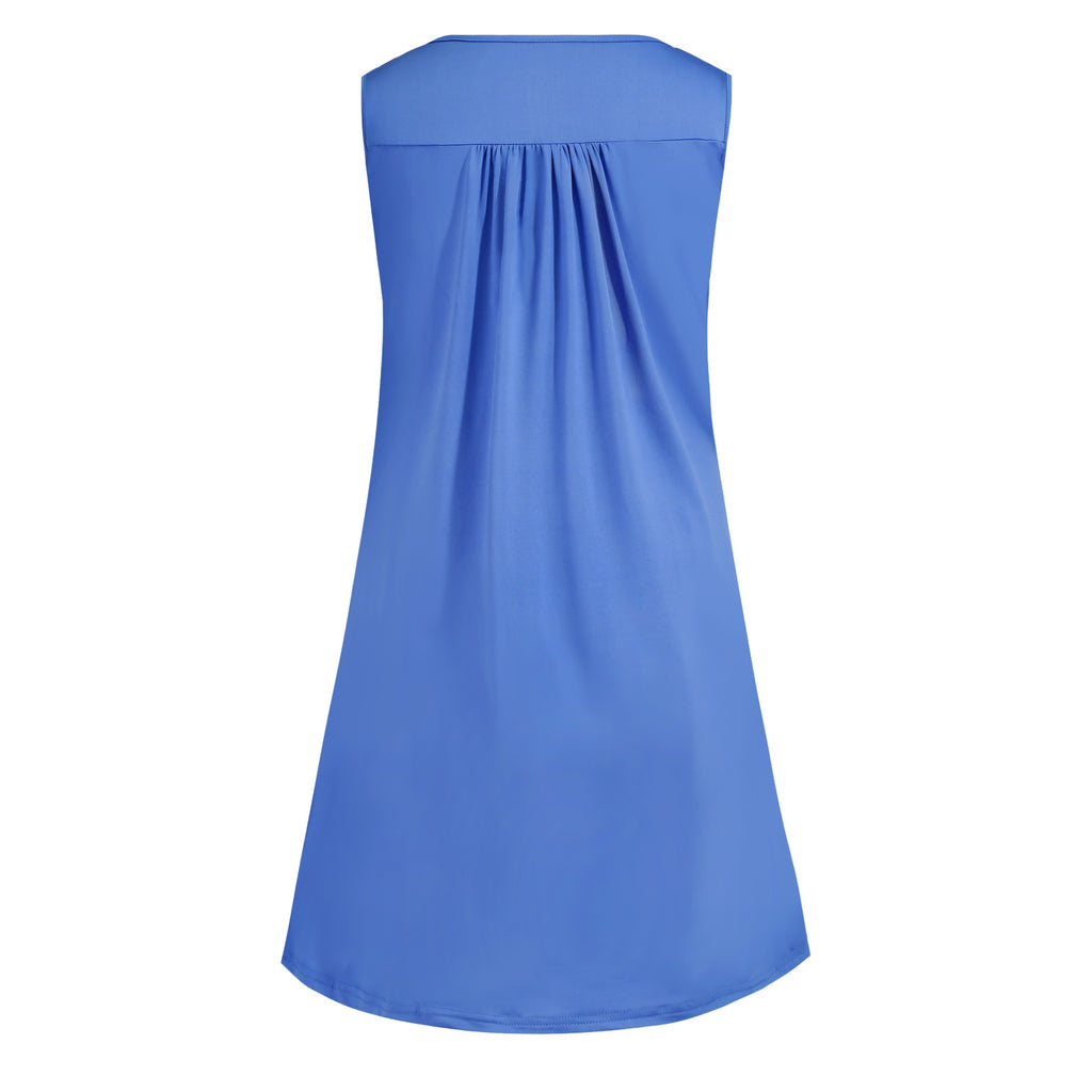 2024 spring and summer pajamas new European and American women's wish Amazon button pleated vest casual sleeveless dress