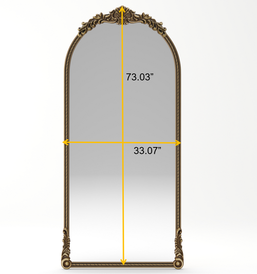 Full-Length Mirror – Ornate Wood Frame Antique Gold 33.07" x 73.03"