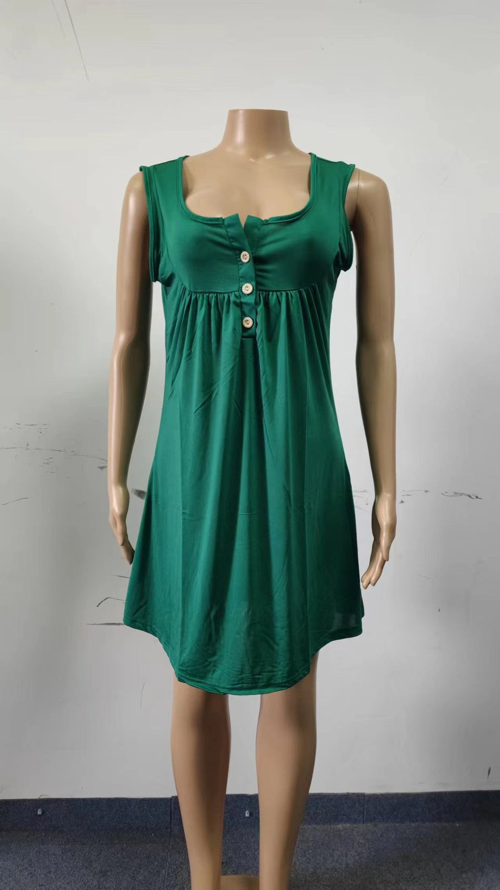 2024 spring and summer pajamas new European and American women's wish Amazon button pleated vest casual sleeveless dress