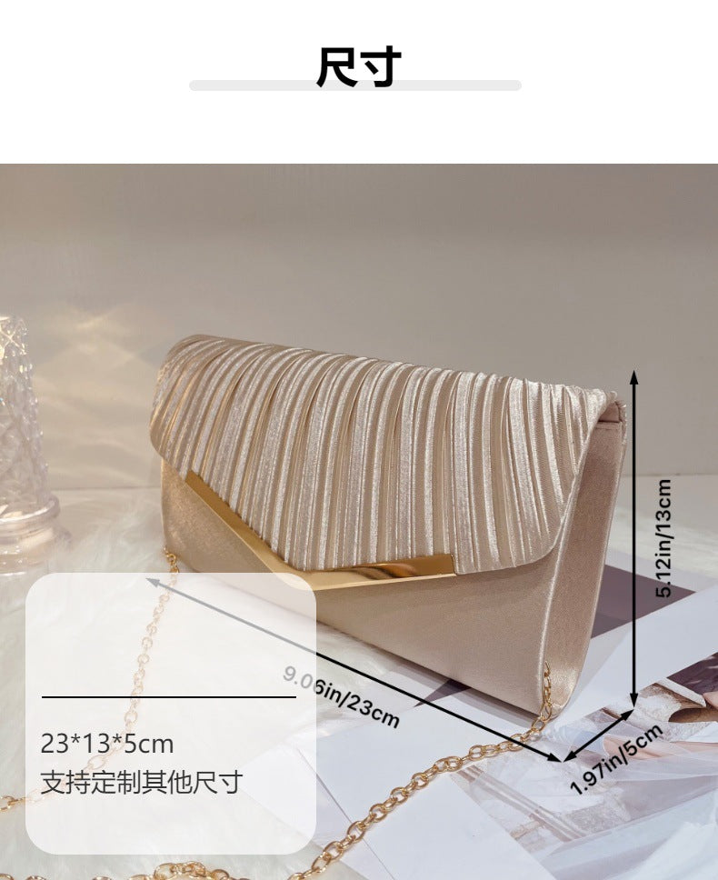 2024 New Women's Satin Evening Bag Banquet Clutch Dress Small Square Bag Fashion Handbag Lightweight