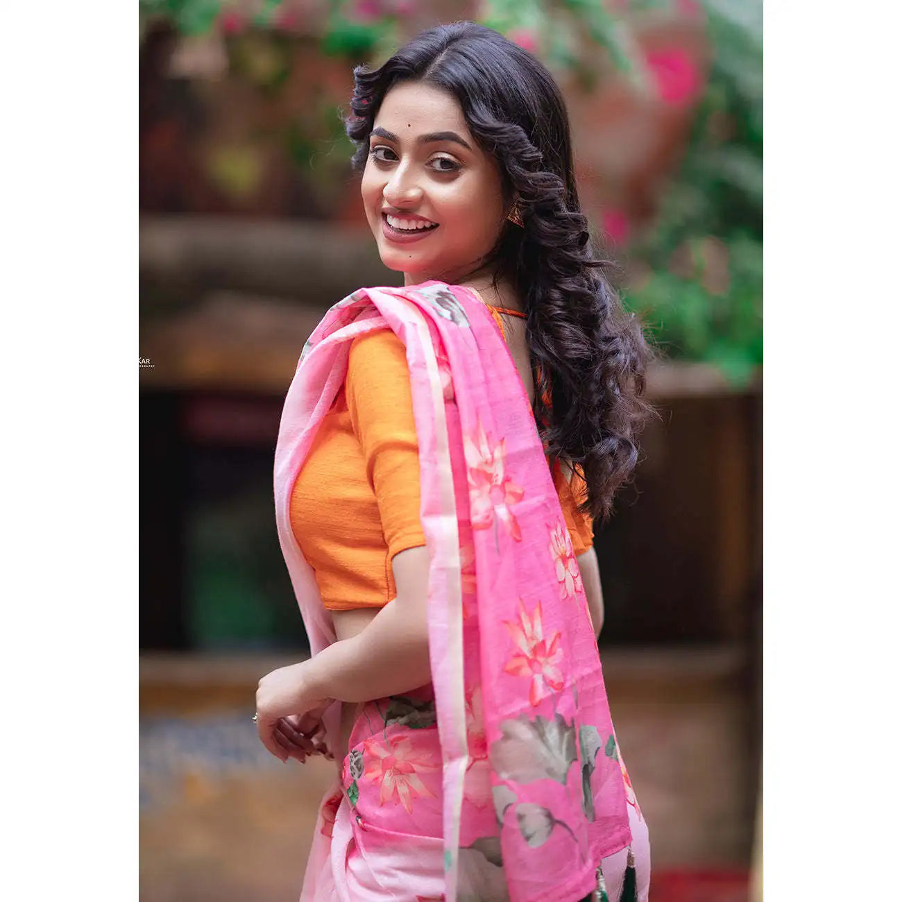 Baby Pink Chanderi Silk Pichwai Printed Saree Zari Woven Border Featuring Dory Indian Pakistani Ethnic Party Summer Winter