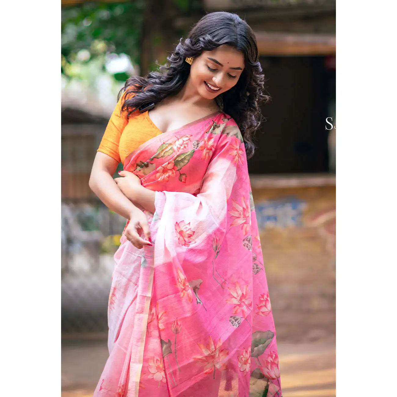 Baby Pink Chanderi Silk Pichwai Printed Saree Zari Woven Border Featuring Dory Indian Pakistani Ethnic Party Summer Winter