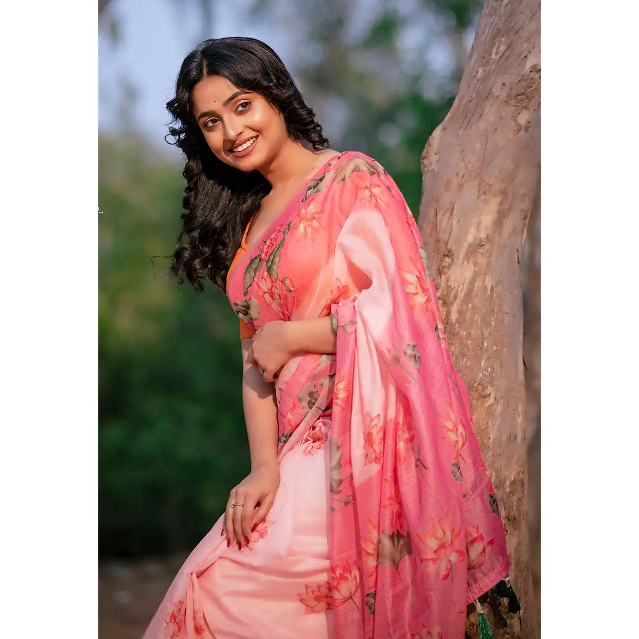 Baby Pink Chanderi Silk Pichwai Printed Saree Zari Woven Border Featuring Dory Indian Pakistani Ethnic Party Summer Winter